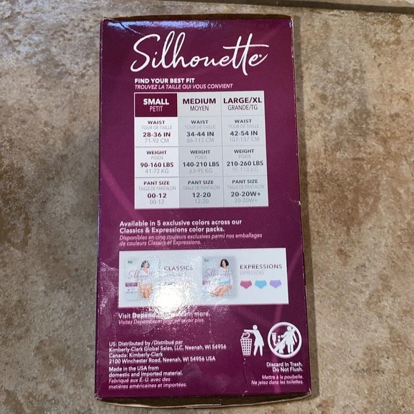 Depend SILHOUETTE Size Small Underwear Maximum Absorbency 4 Colors For Women New - Picture 3 of 4